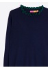 Vilagallo | Navy Ruffle Trim Jumper