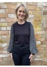 Blank | Black jumper with chiffon sleeves