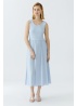 Oui | Pale Blue Cotton Sleeveless Dress