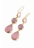 MyDoris | Pink Glass Triple Drop Earrings