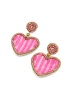 MyDoris | Pink Stripe Heart Beaded Earrings
