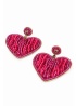 MyDoris | Dark Pink Heart Striped Earrings