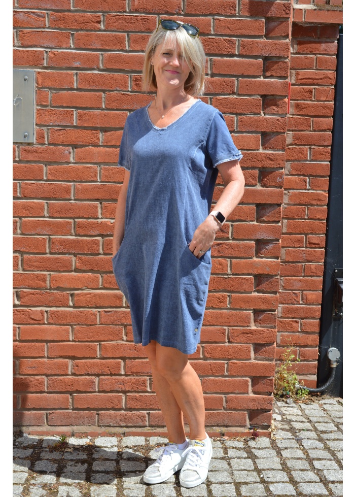 Milano | Cotton Linen V Neck Dress