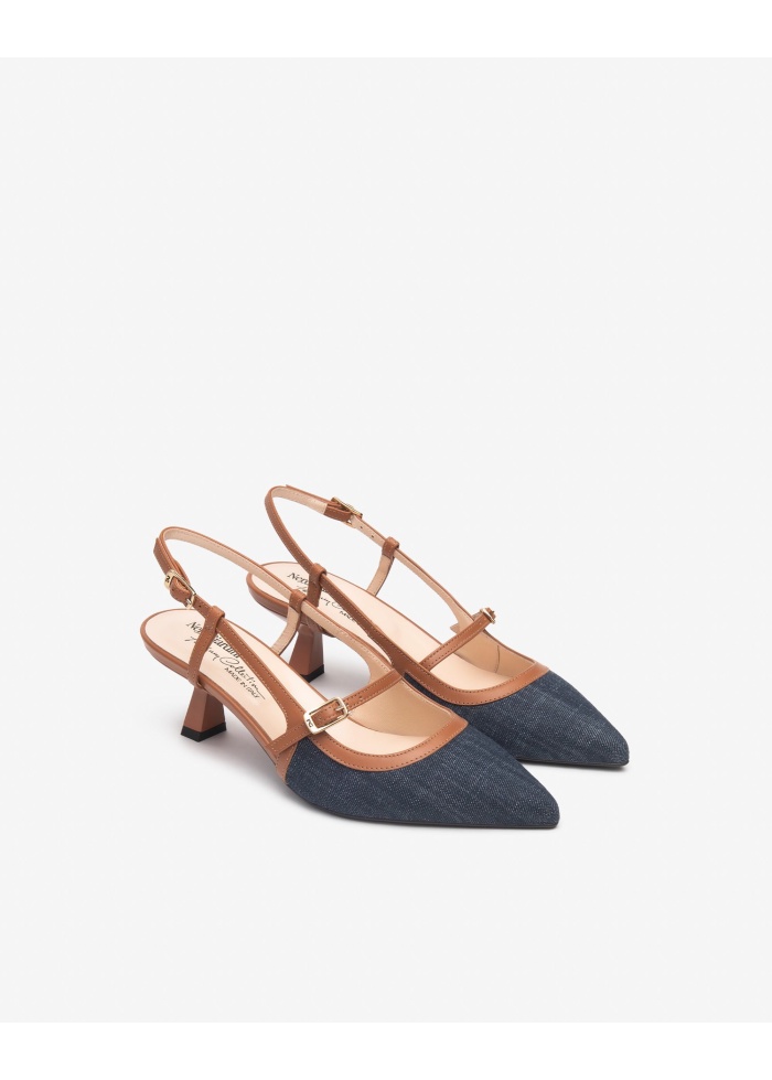 NeroGiardini | Flared Heel Denim Shoes