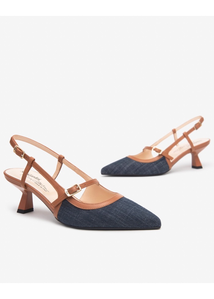 NeroGiardini | Flared Heel Denim Shoes