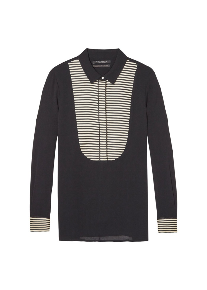 Maison Scotch | Striped Bib Blouse