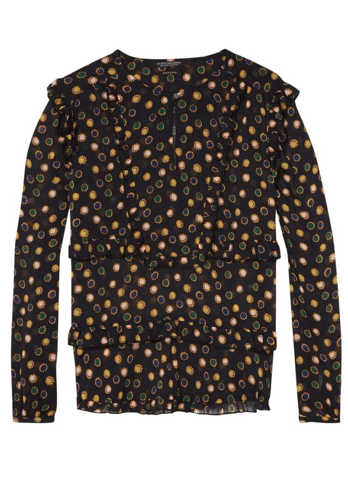 Maison Scotch | Ruffled Bib Blouse