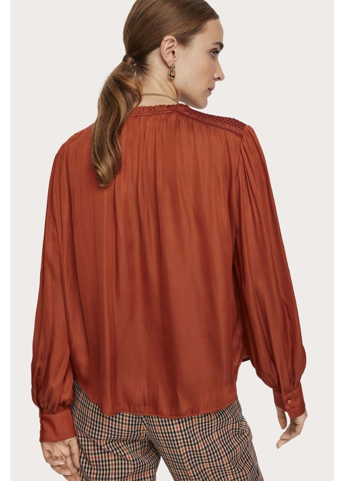 Maison Scotch | Smocked Shoulder Long Sleeve Blouse