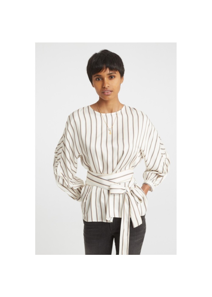 Yaya | Striped Top With Waist Belt