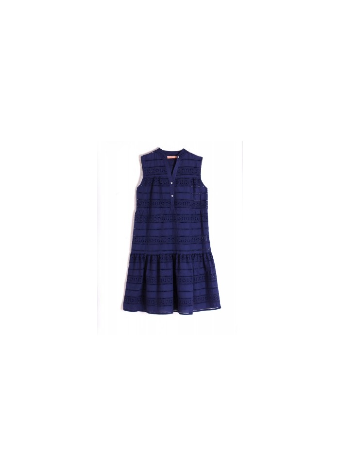 Vilagallo | Vera Dress Navy Embroidery