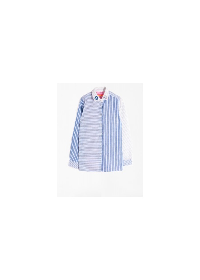 Vilagallo | Embroiderd Dover Shirt Blue Stripes