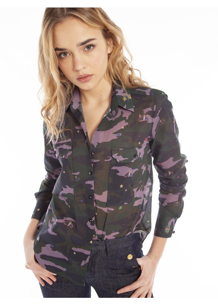 Vilagallo | Gabriella Camouflage  Butterfly Shirt