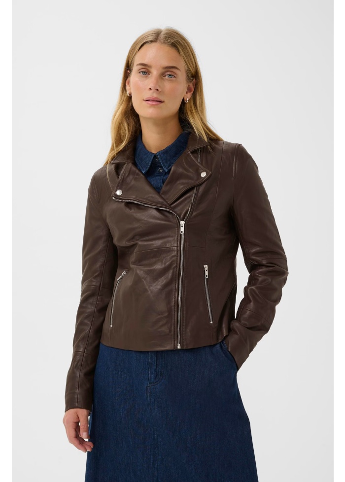 Part Two | Frances Leather Jacket Mole