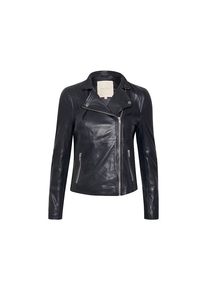 Part Two | Frances Leather Jacket Navy
