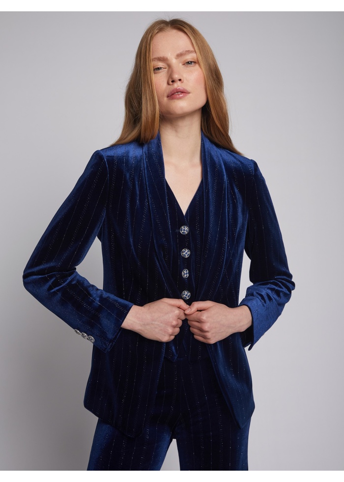Vilagallo | Smoking Glitter Jacket Navy