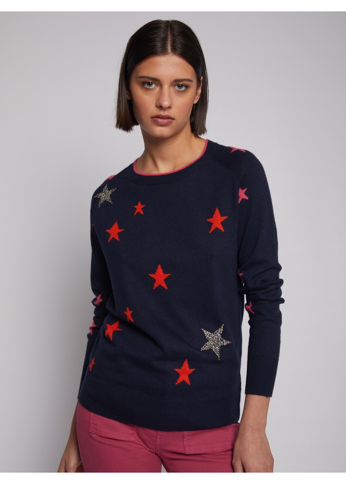 Vilagallo | Intarsia Star Jumper Navy