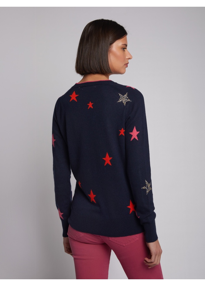 Vilagallo | Intarsia Star Jumper Navy