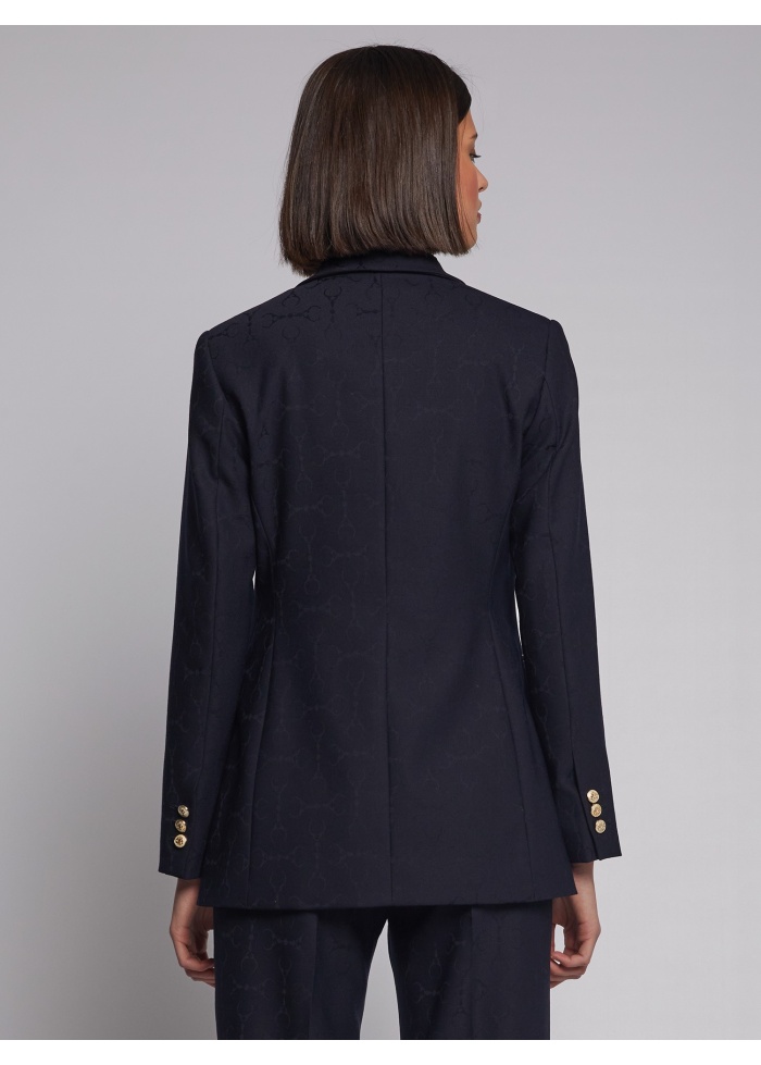 Vilagallo | Sophia Jacquard Navy Blazer