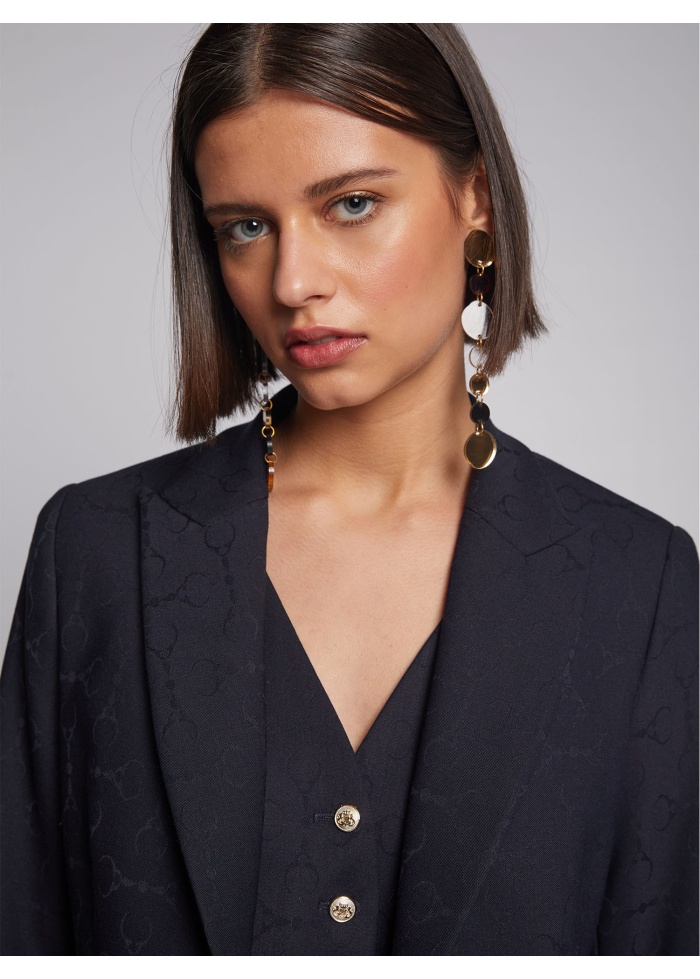 Vilagallo | Sophia Jacquard Navy Blazer