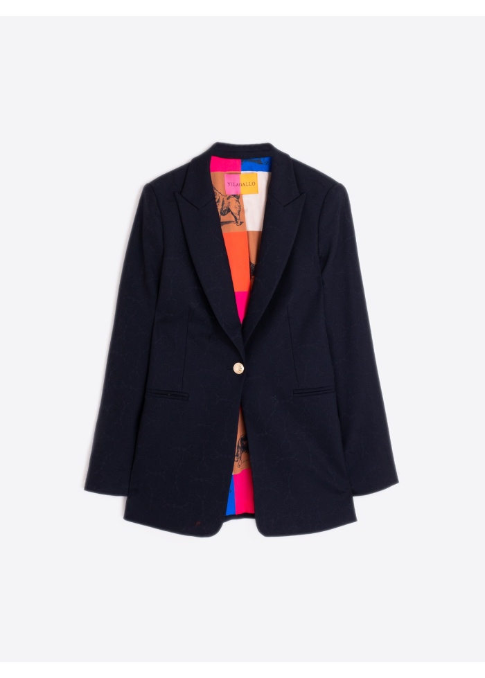 Vilagallo | Sophia Jacquard Navy Blazer