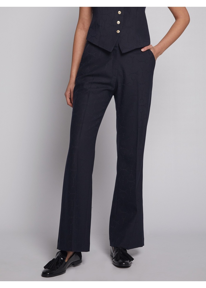 Vilagallo | Veronica Navy Jacquard Trousers