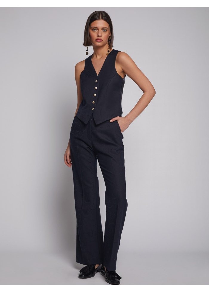 Vilagallo | Veronica Navy Jacquard Trousers