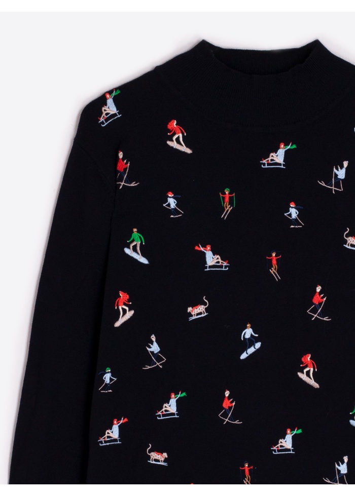 Vilagallo | Skier Embroidery Navy Jumper