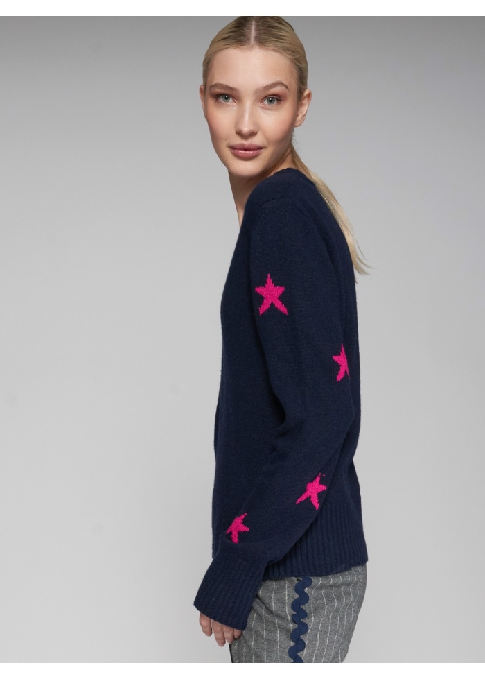 Vilagallo | Intarsia Star Jumper Navy