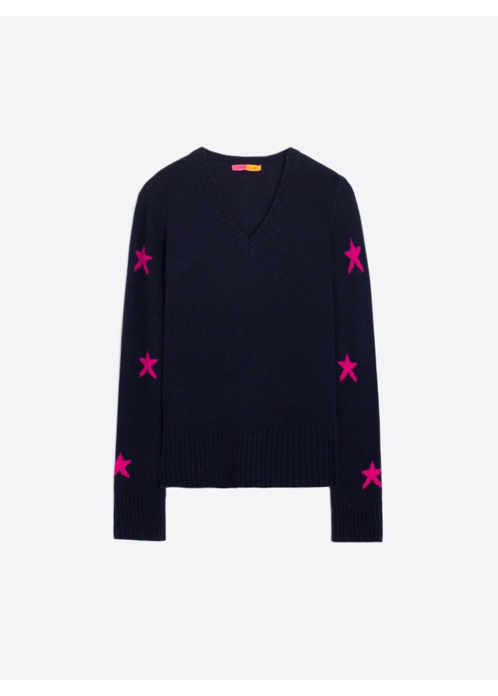 Vilagallo | Intarsia Star Jumper Navy