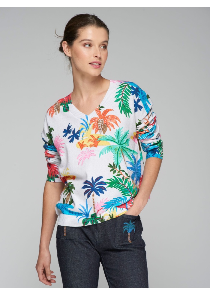 Vilagallo | Estampado Manga Larga Palmera Jumper