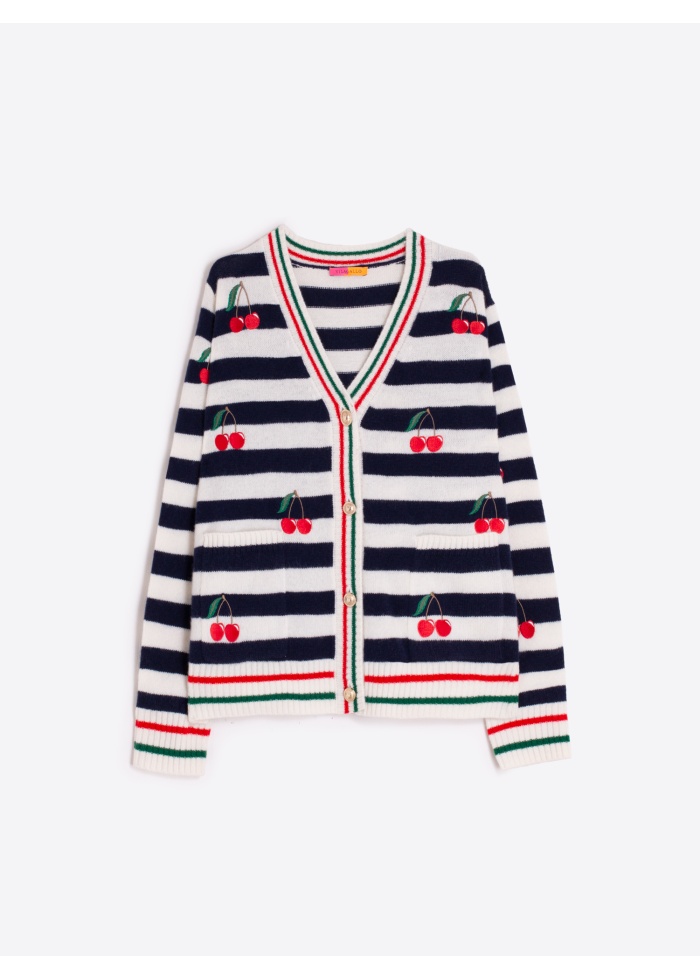 Vilagallo | Cherry Stripe Cardigan 