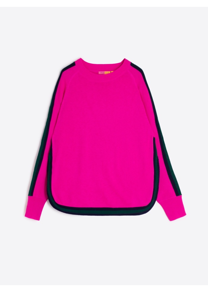 Vilagallo | Pink Jumper With Navy Trim