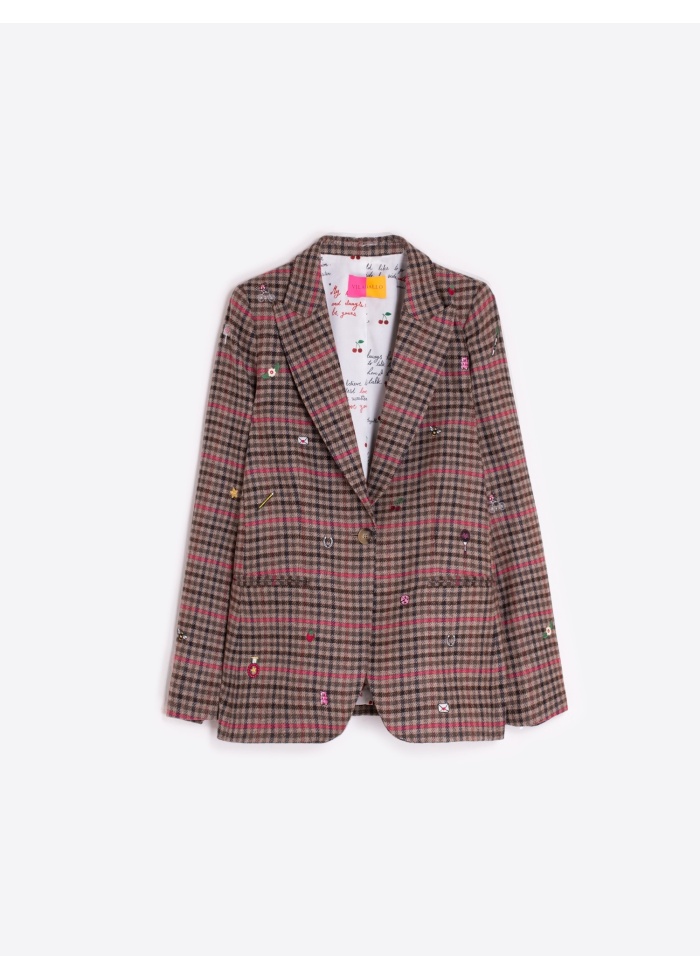 Vilagallo | Houndstooth Jacket With Embroidery