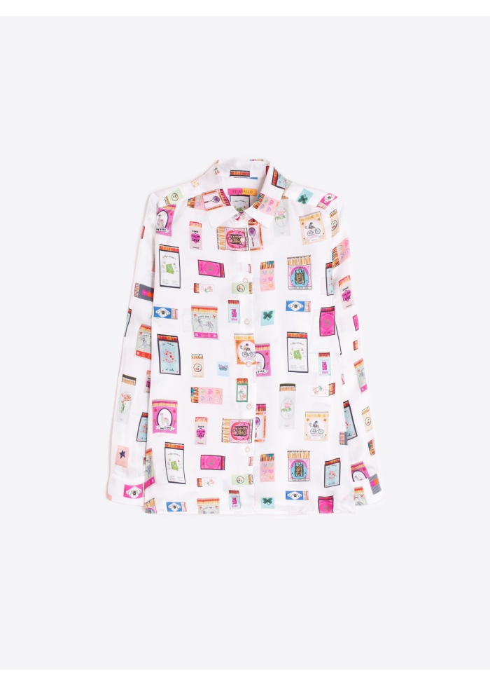 Vilagallo | Silk Matchbox Print Shirt