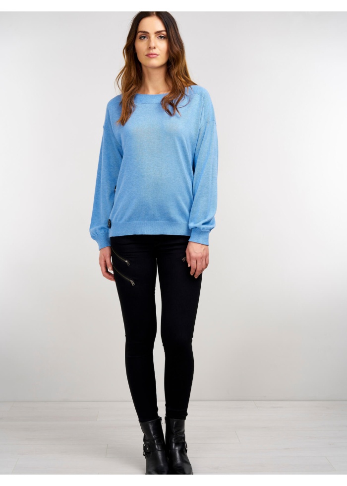 Repeat | Cotton Blend Sweater with Side Buttons