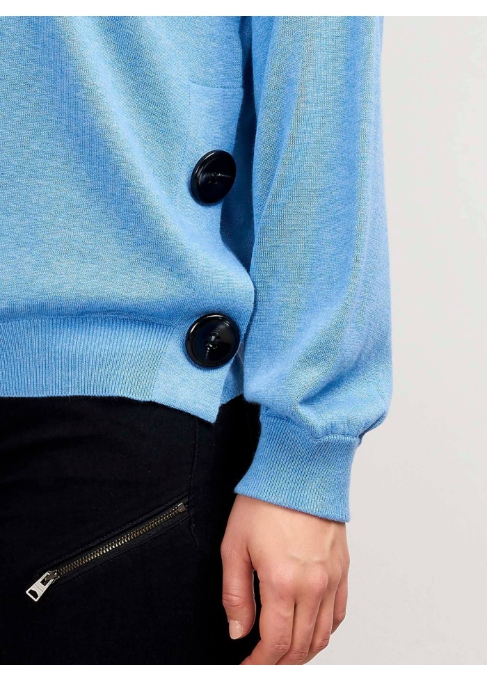 Repeat | Cotton Blend Sweater with Side Buttons