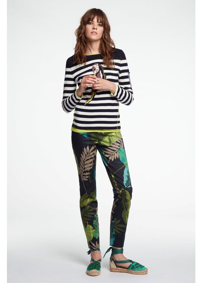 Oui | Leaf Print Trousers