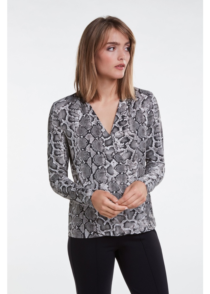 Oui | Snake Print Wrap Blouse