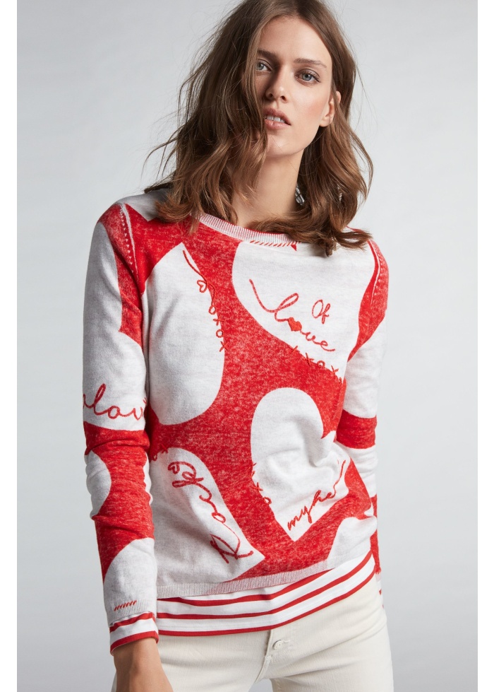 Oui | Hearts Fine Knit Jumper