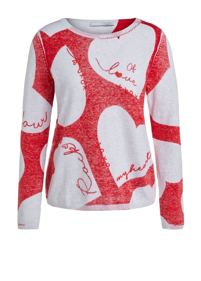 Oui | Hearts Fine Knit Jumper