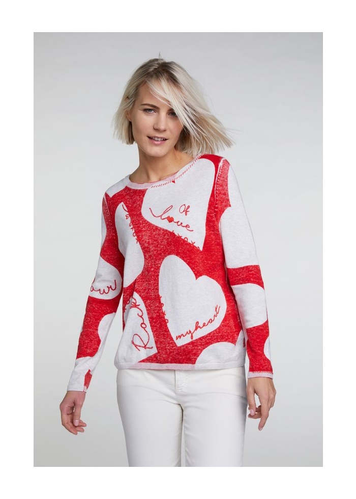 Oui | Hearts Fine Knit Jumper
