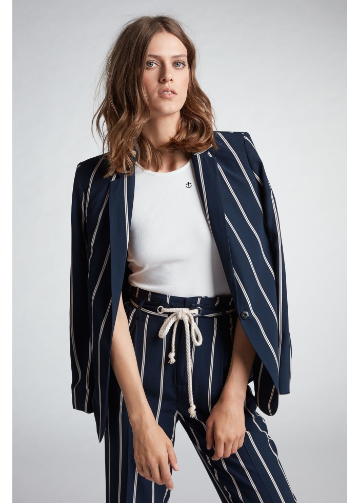 Oui | Stripe Blazer