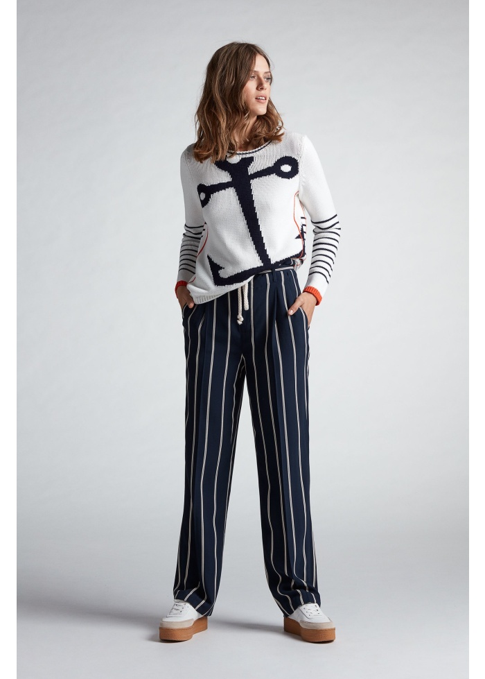 Oui | Stripe Wide Leg Trousers