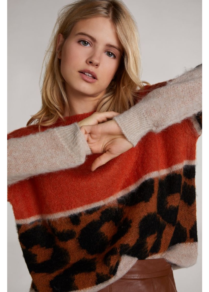 Oui | Animal Banded Jumper