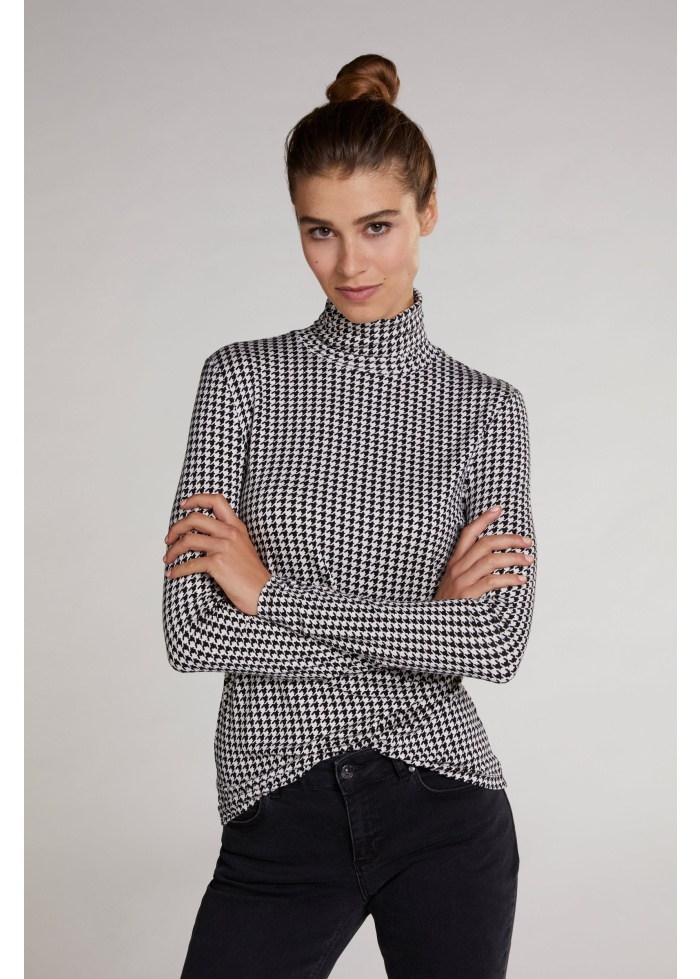 Oui | Houndstooth Roll Neck