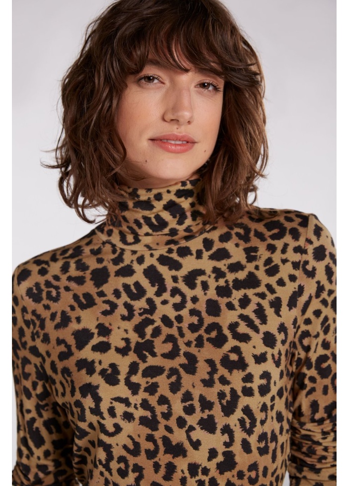 Oui | Leopard Print Roll Neck