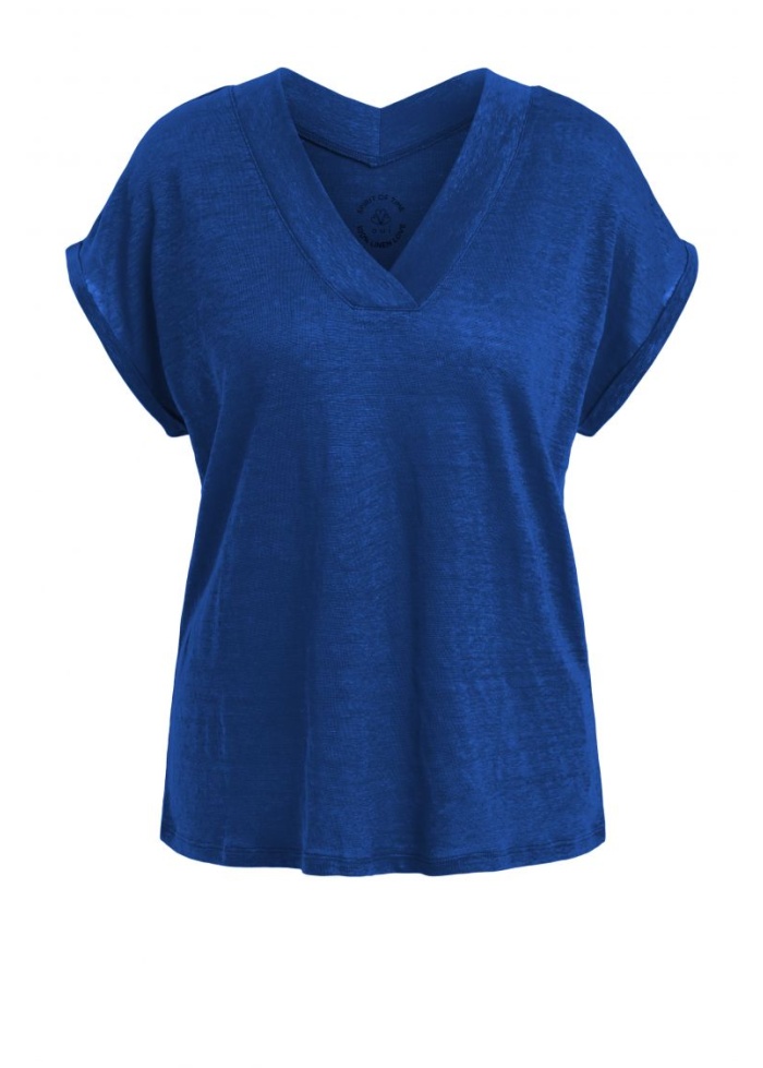 Oui | Linen V-Neck Top
