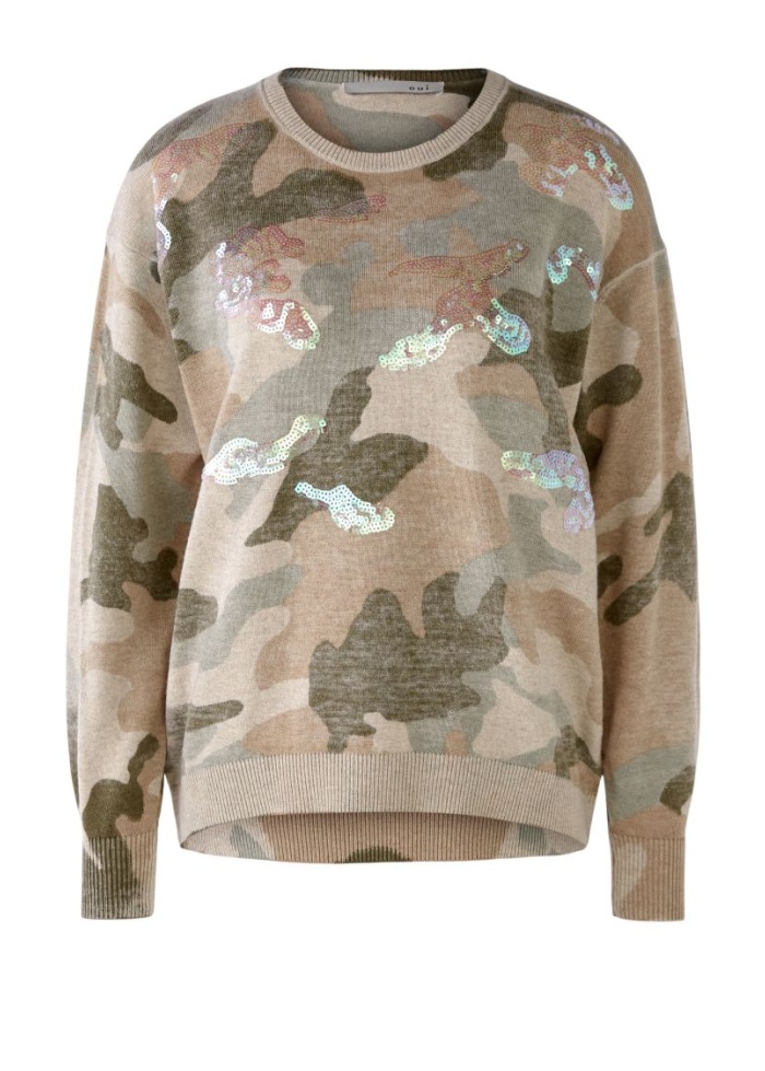 Oui | Sequin Camouflage Jumper