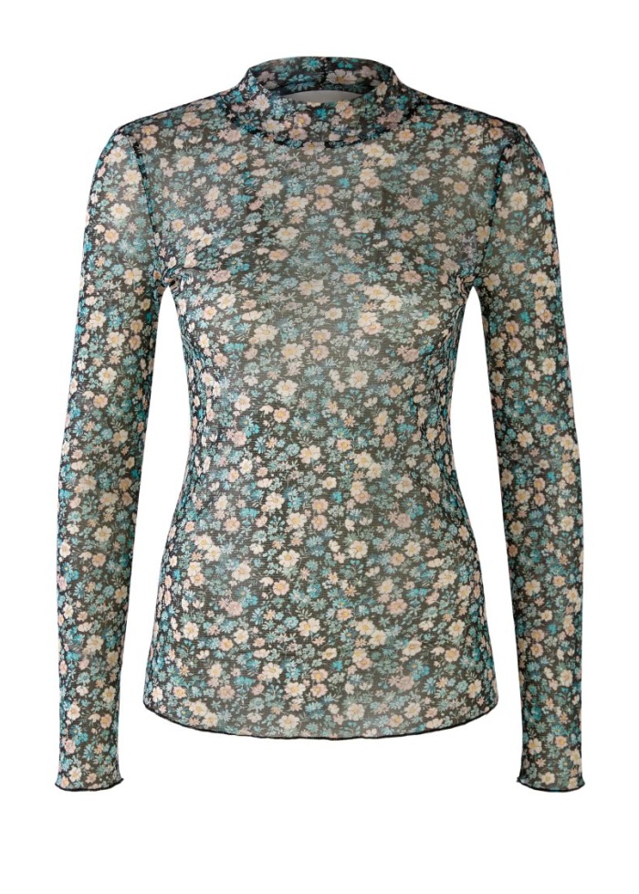 Oui | Mesh Print Top