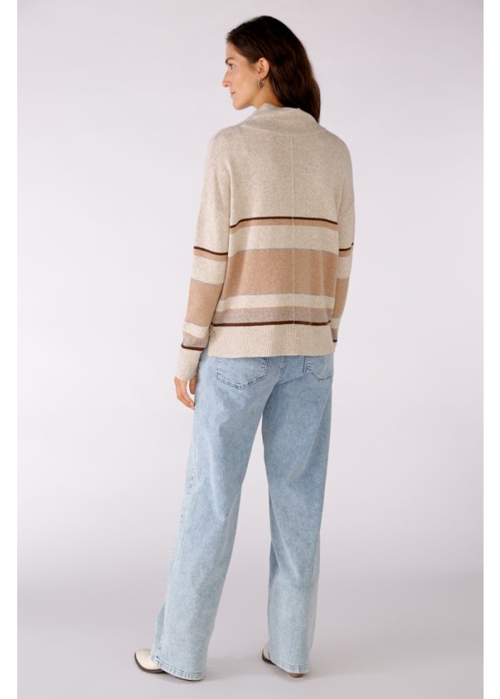 Oui | Knitted Jumper With Stand Up Colour